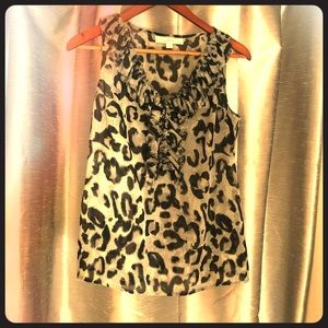 Loft sleeveless animal print top size small petite